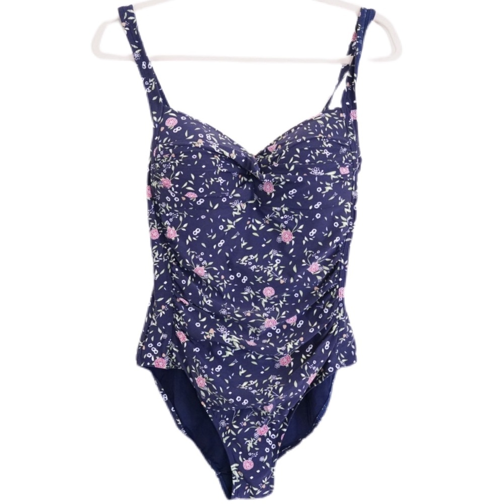 ONSHORE NAVY BLUE FLORAL ONE PIECE RUCHED SWIMSUIT